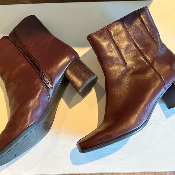 Burgundy SquareToe Nine West Ankle Boots - Picture 4 of 6